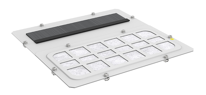Cable entry plate with a fabric filter and a brush strip